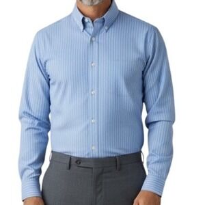 Roundtree & Yorke Gold Label 80s‎ Non Iron Pinpoint Blue Stripe Dress Shirt Tall